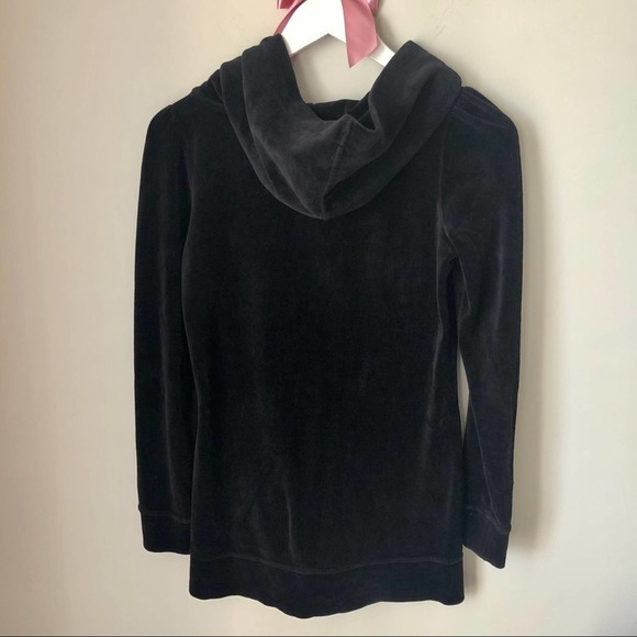 Juicy Couture Track Jacket Hooded Black Y2K Velour Velvet Longsleeve Zip Up - Picture 4 of 4